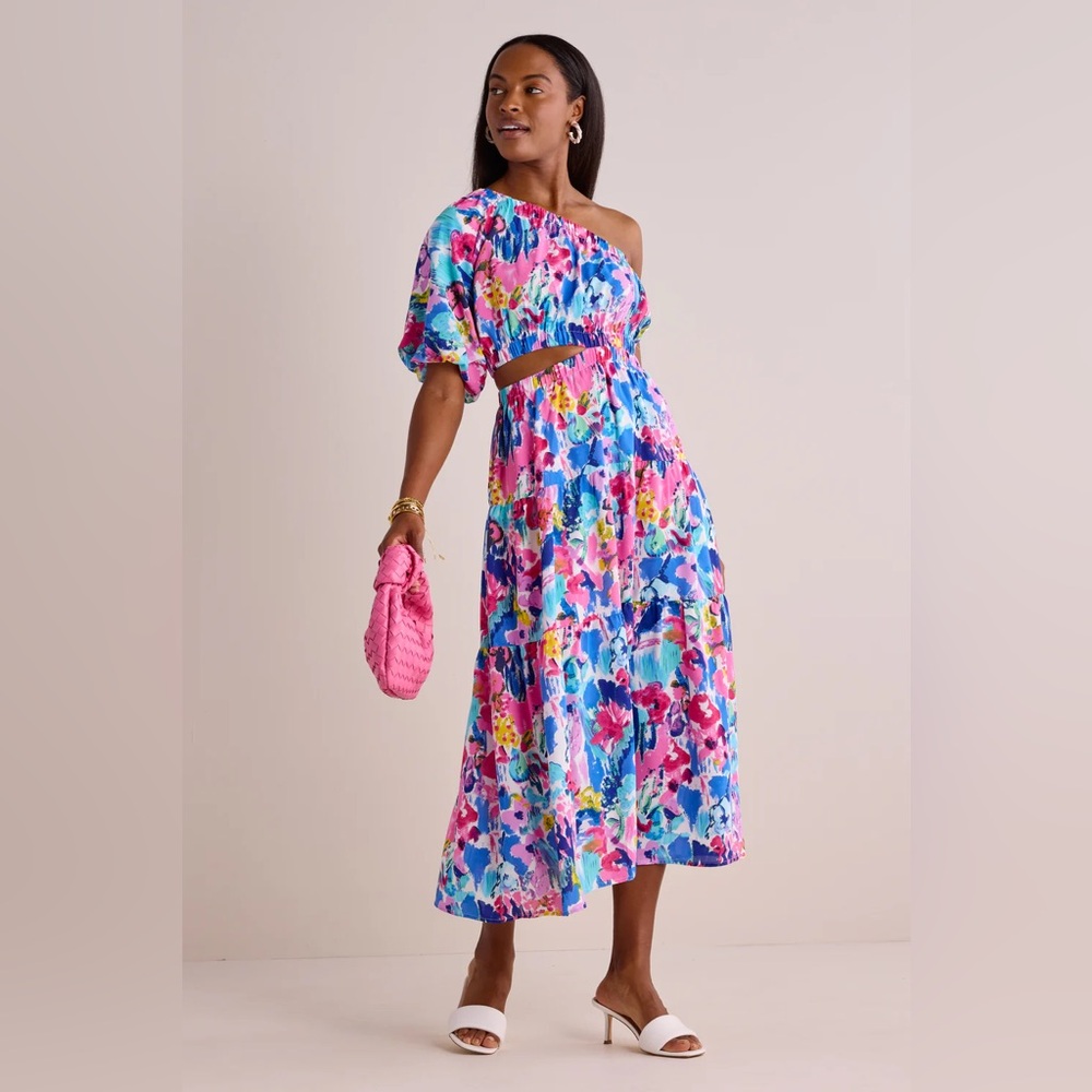 NWT THML One Shoulder Anette Floral Maxi Dress